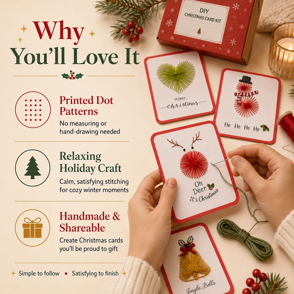 🎄 MerryStitch – Christmas Thread Card DIY Kit (6 pcs)