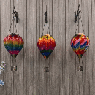Three colorful Balloontern hot air balloon solar lantern designs