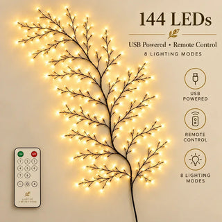 GlowBough – ✨ Flexible Warm White LED Branch Lights for Christmas Wall Decor
