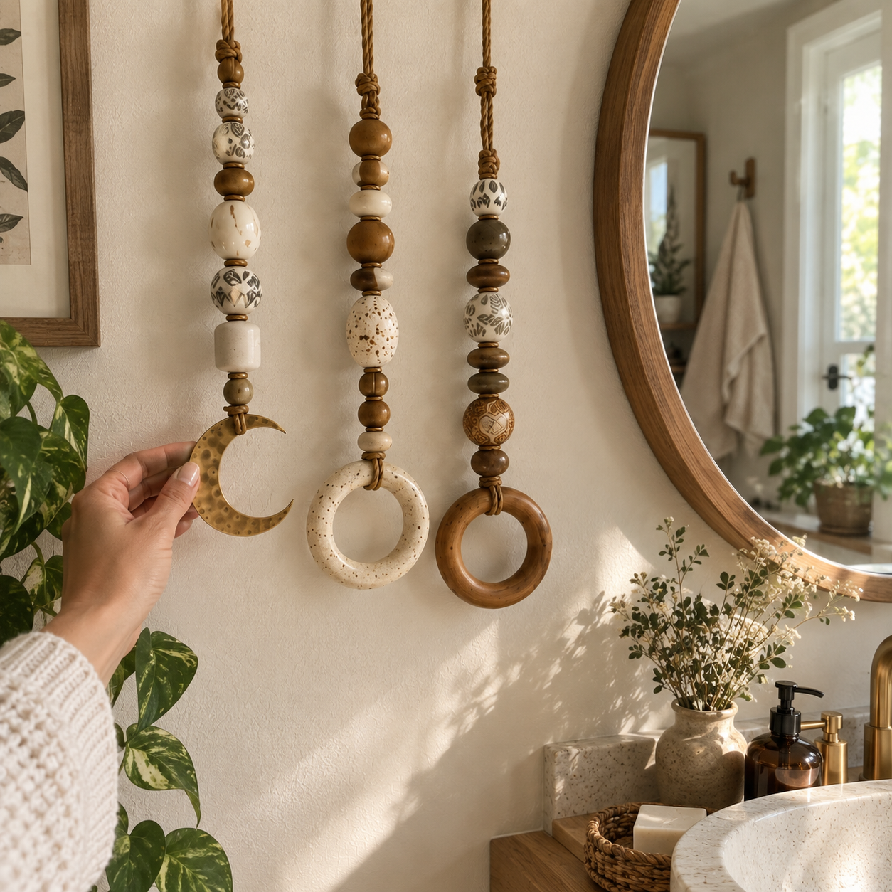 BeadNook – Boho Beaded Rope Towel Hanger for Bathroom & Kitchen