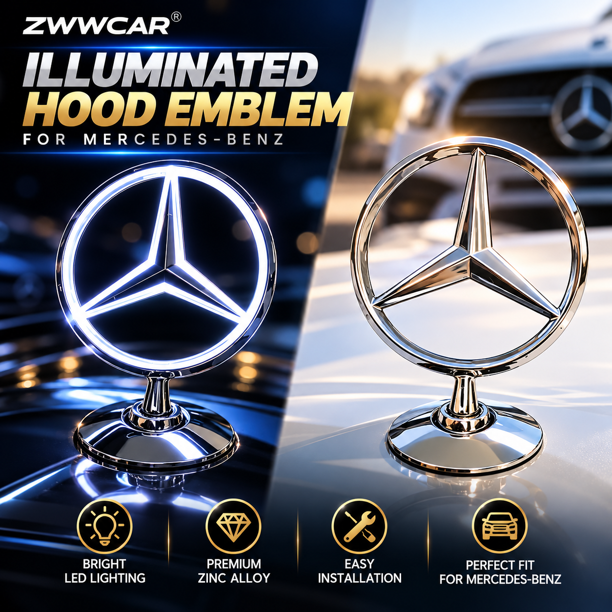StarGlow – Illuminated LED Emblem Replacement for Mercedes-Benz