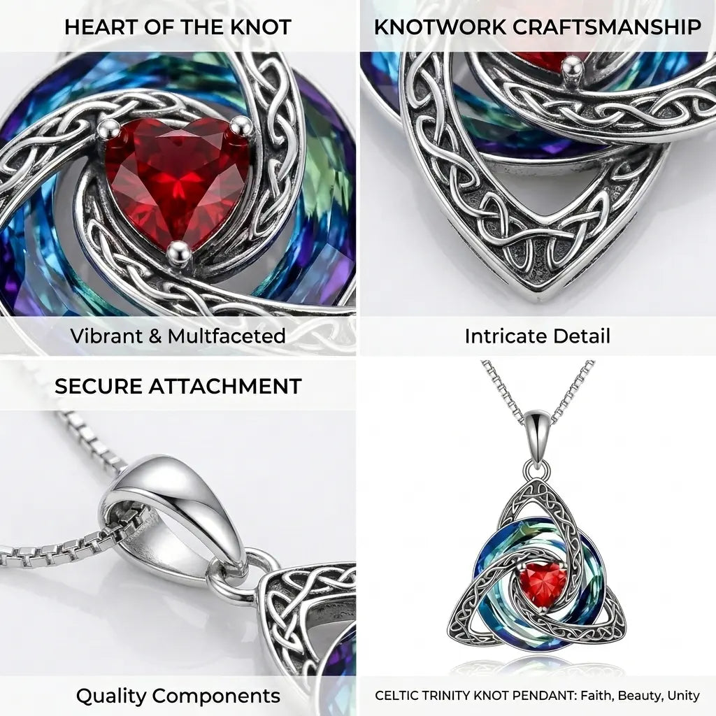 TrinityHeart – Celtic Birthstone Trinity Knot Necklace, a Symbol of Faith, Love & Forever