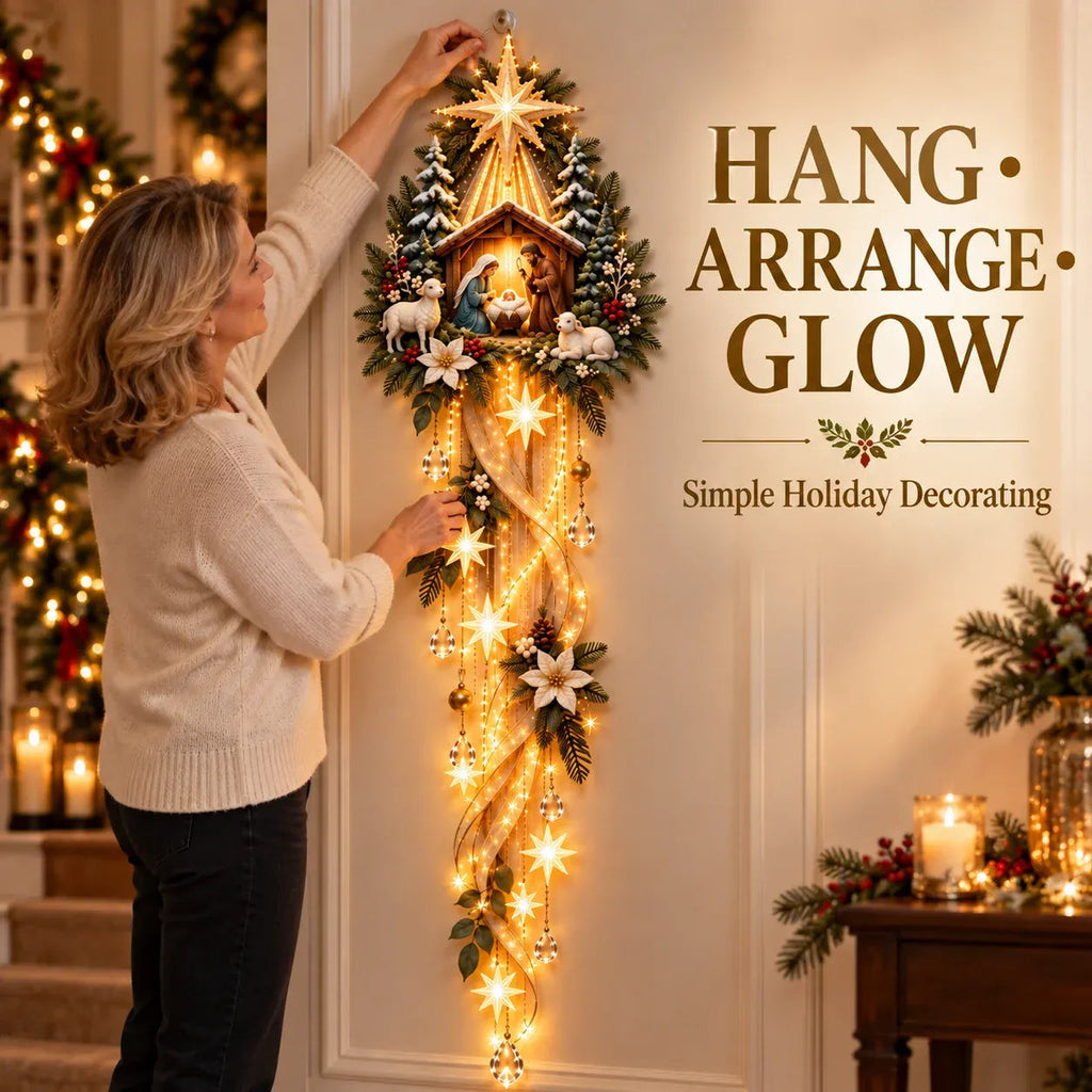 BethlehemGlow – ⏳ ✝️ Nativity Starfall Wall Light with Warm Golden Glow for Christmas Walls & Faith-Filled Homes ⭐