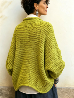 CrossKnit – 🤲⏰ Cozy Relaxed Batwing-Sleeve Crossover V-Neck Sweater
