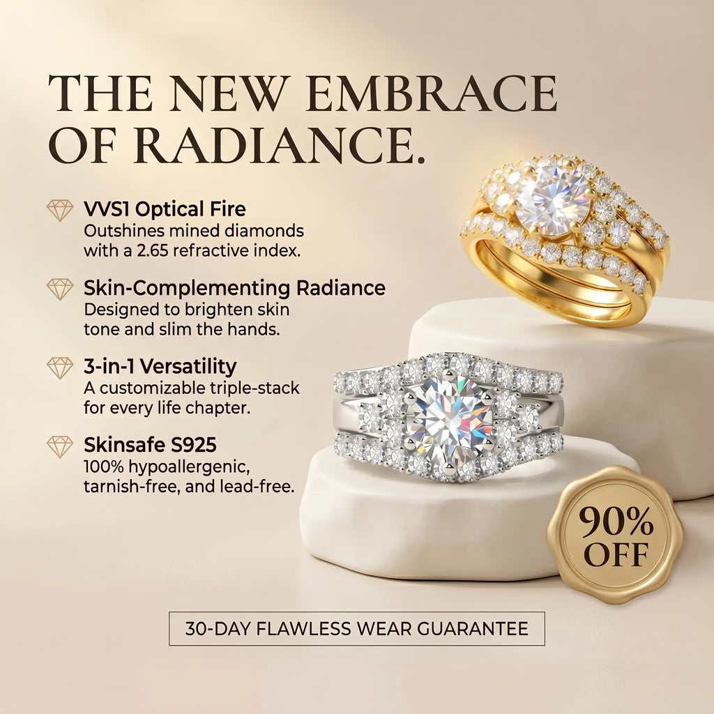 CrownTrio – 🔥 Triple-Stack Moissanite Ring Set in S925 Sterling Silver