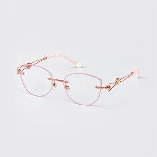 GlitterGleam – Pink Rimless Geometric Eyeglasses