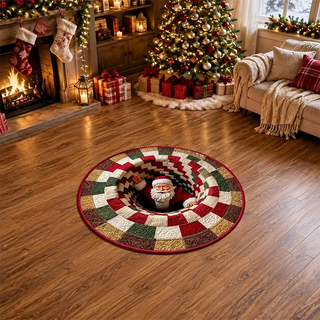 🎄 Christmas Gnome Optical Illusion Round Rug | Fun Festive Home Decor Must‑Have⭐🏠🎁