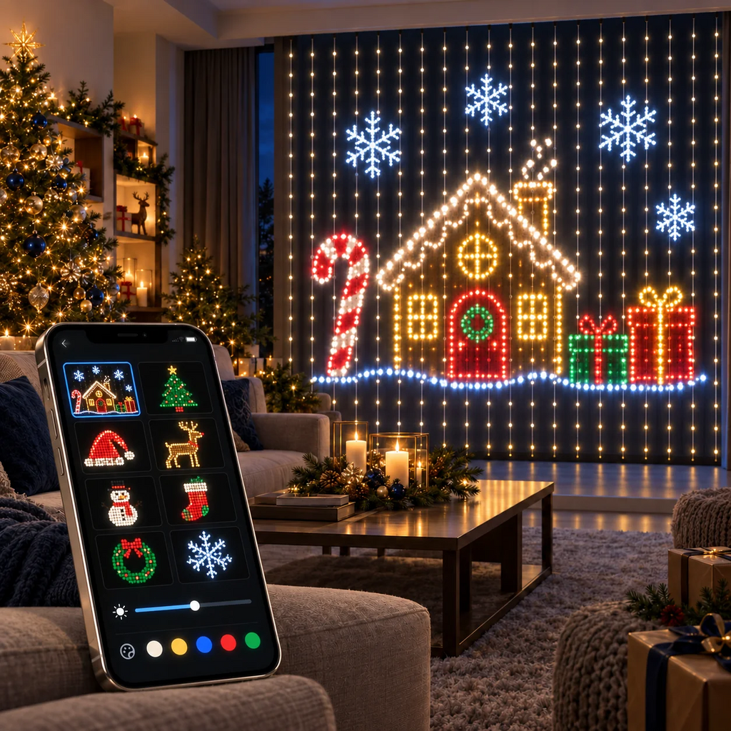 🎄 GlowCanvas – Smart DIY Programmable Curtain String Lights