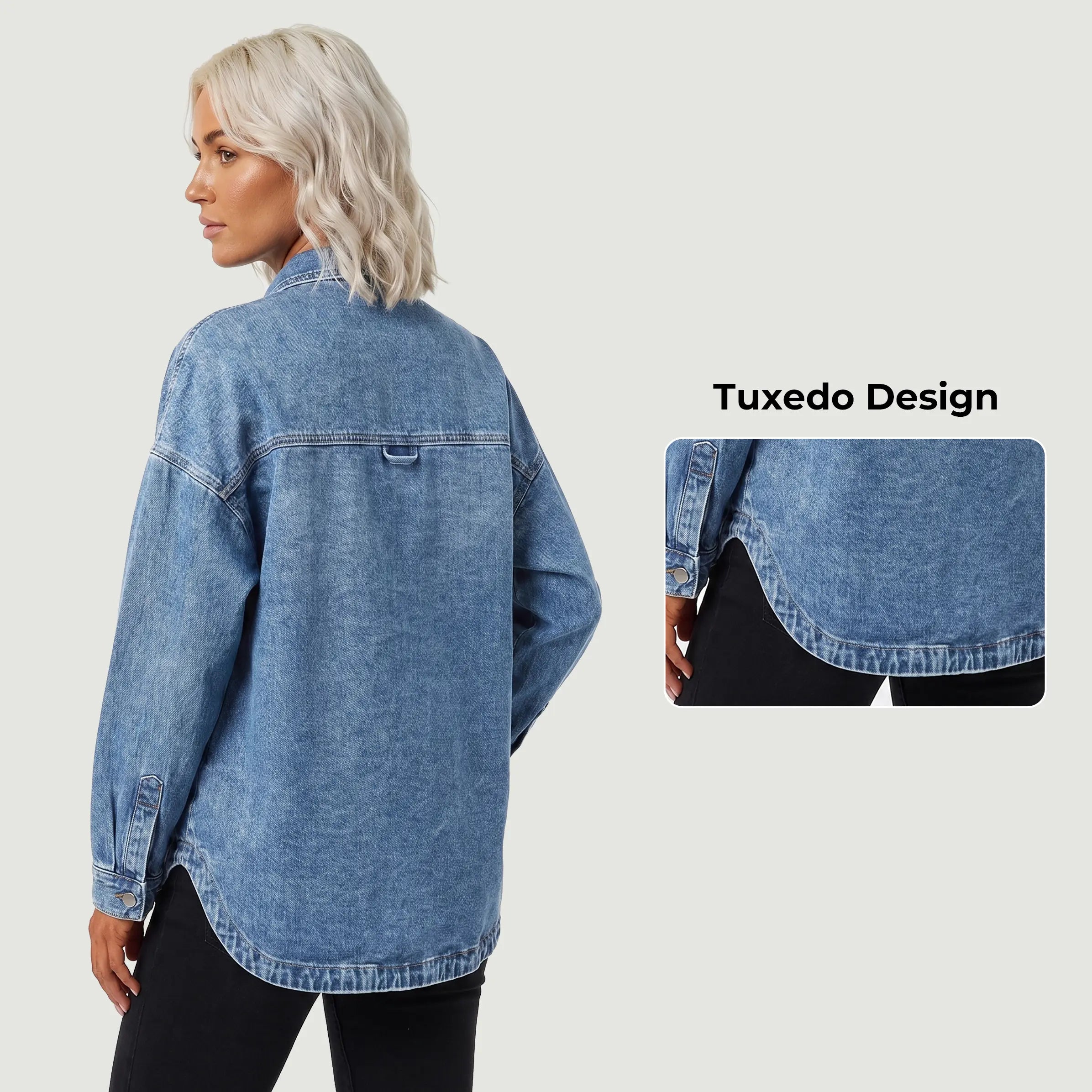 DenimDrift – Women's Oversized Denim Shirt Jacket for Casual Streetwear