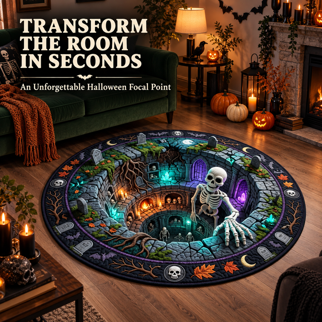 HauntedSpiral – 🔥🔥 3D Haunted Staircase Round Rug, Spooky Halloween Optical Illusion 👻