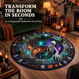 HauntedSpiral – 🔥🔥 3D Haunted Staircase Round Rug, Spooky Halloween Optical Illusion 👻
