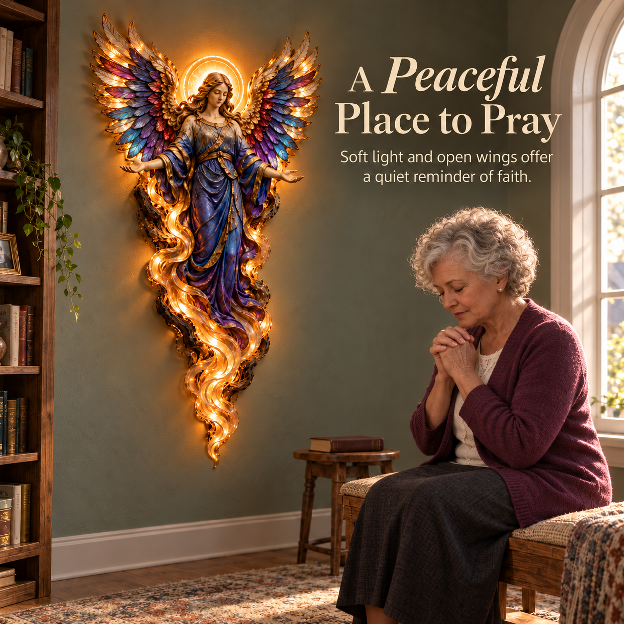 ✝️ HaloGrace – Lighted Angel Wall Sculpture ✨