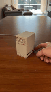 DataTower – Retro 90s PC Desk Organizer with Hidden Charger and Pull-Out Drawer