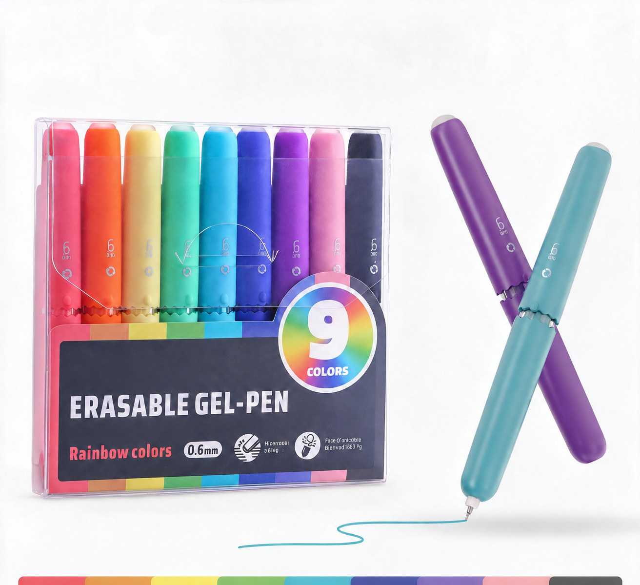 PastelGlide – 🏆✨ 9-Color Erasable Gel Pen Set