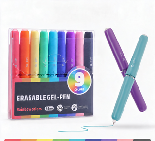 PastelGlide – 🏆✨ 9-Color Erasable Gel Pen Set