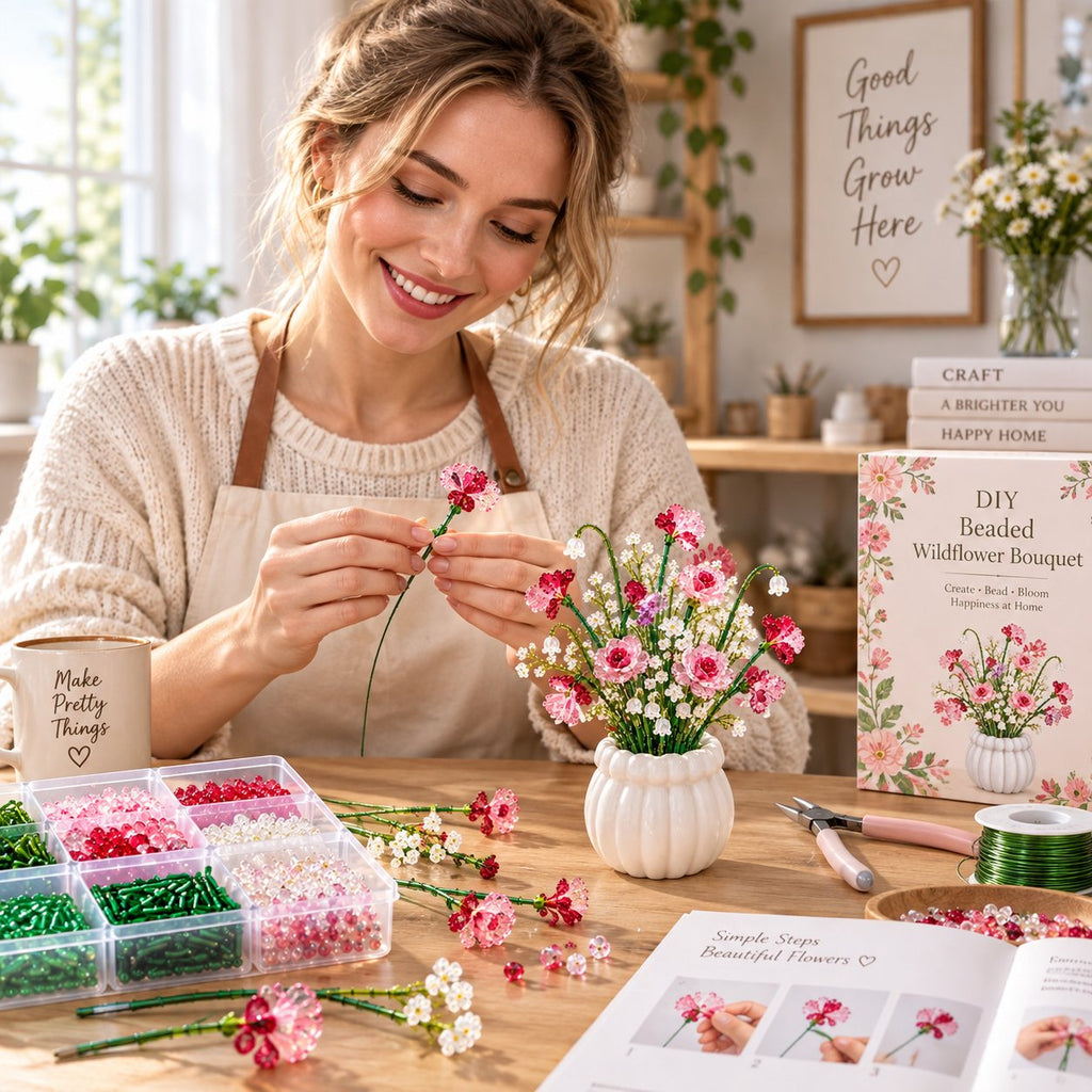 🧘Relaxing & Beginner-Friendly-Beaded Wildflower Bouquet Kit DIY🌷