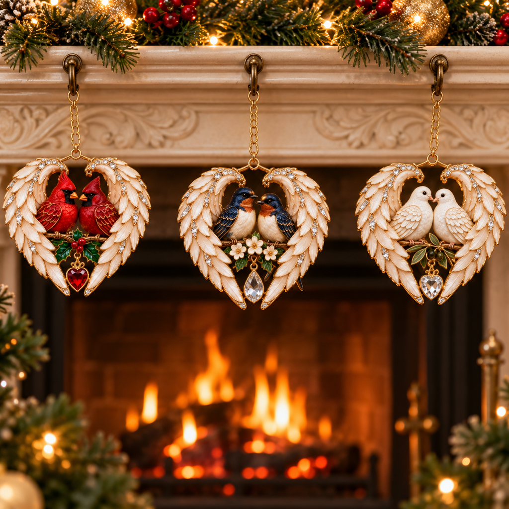 ❤️WingMemory – 2026 Angel Wing Heart Christmas Ornaments