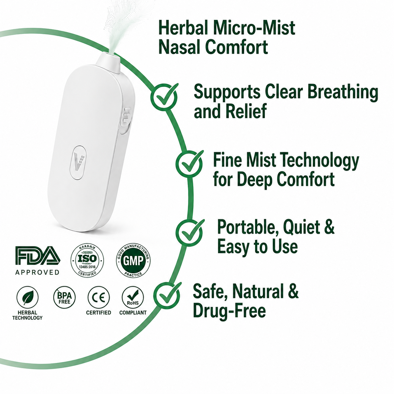 BreezeMist – Herbal Nasal Nebulizer Set for Allergy & Rhinitis Discomfort