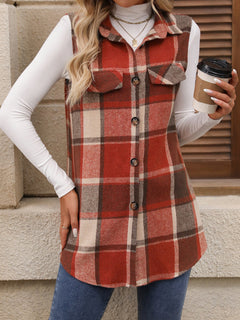 ☁️🍂 PlaidHaven – Women's Button-Down Plaid Vest