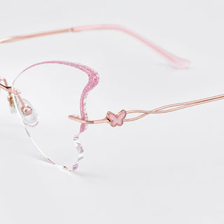 GlitterWing – Pink Butterfly Rimless Eyeglasses