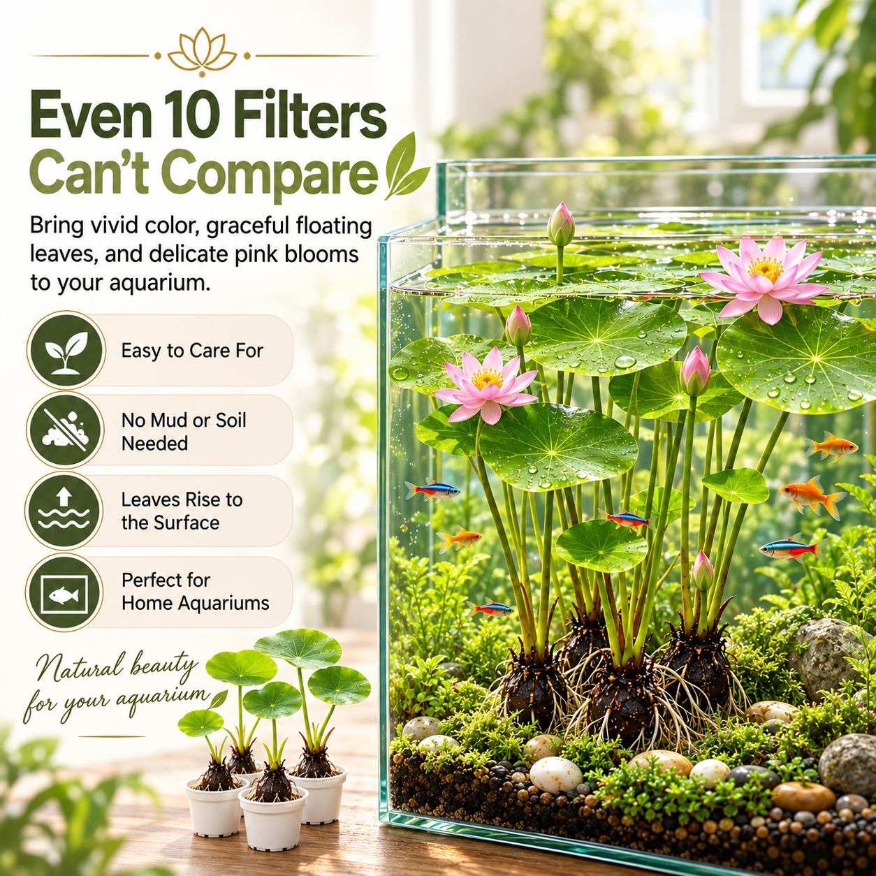 🐟Hydroponic red lotus roots🌿 Turn Your Aquarium into a Living Garden