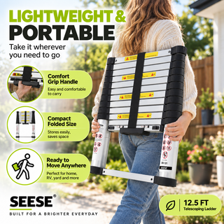 ReachLite – Heavy-Duty Telescoping Aluminum Extension Ladder, 330 lbs Capacity