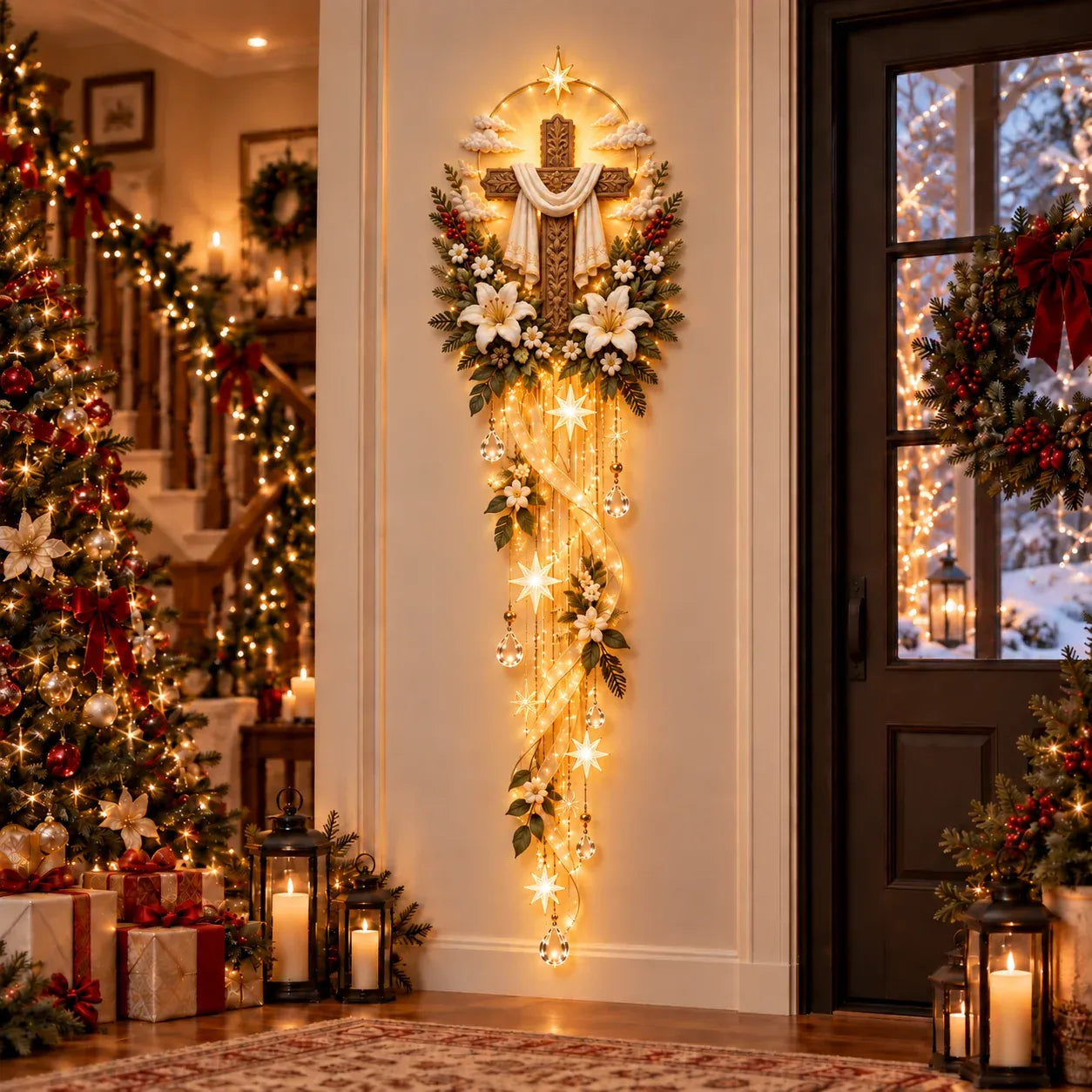 BethlehemGlow – ⏳ ✝️ Nativity Starfall Wall Light with Warm Golden Glow for Christmas Walls & Faith-Filled Homes ⭐