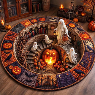 HauntedSpiral – 🔥🔥 3D Haunted Staircase Round Rug, Spooky Halloween Optical Illusion 👻