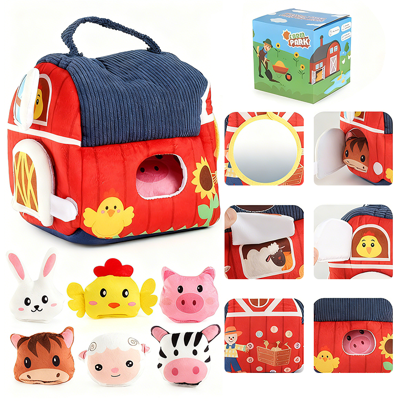 BarnBuddies – 📢📢⏰Interactive Plush Farm House Toy Set for Kids🐄🐏