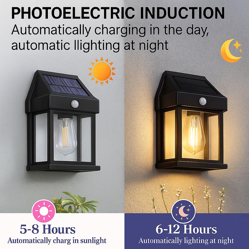 GlowGuard – 4-Pack Solar Outdoor Wall Lights with Motion Sensor