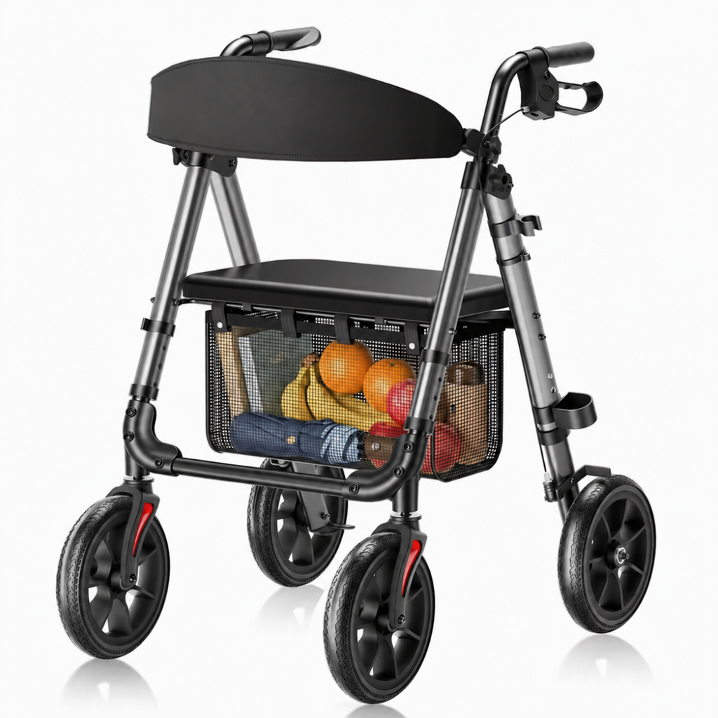 StrideEase – Foldable Rollator Walker with Seat, Lightweight for Seniors 🔥🔥🔥🔥