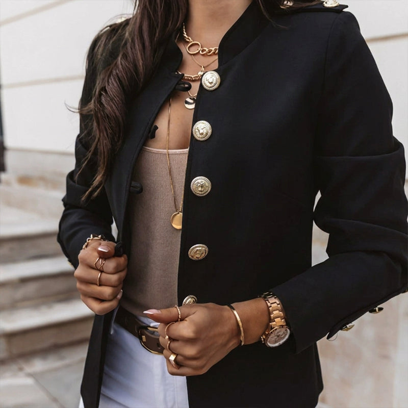 👔RegalBlaze – Women's Elegant Slim Fit Blazer with Gold Buttons