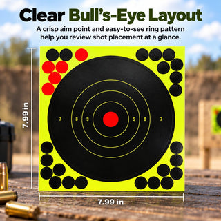 StickShot – 8 x 8 in (20.3 x 20.3 cm) Self-Adhesive Peel & Stick Shooting Targets