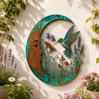 Metal Crescent Moon Owl Wall Art