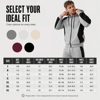 ✨ StrideBlock – Men's Color-Block Zip-Up Hoodie & Sweatpants 2-Piece Set