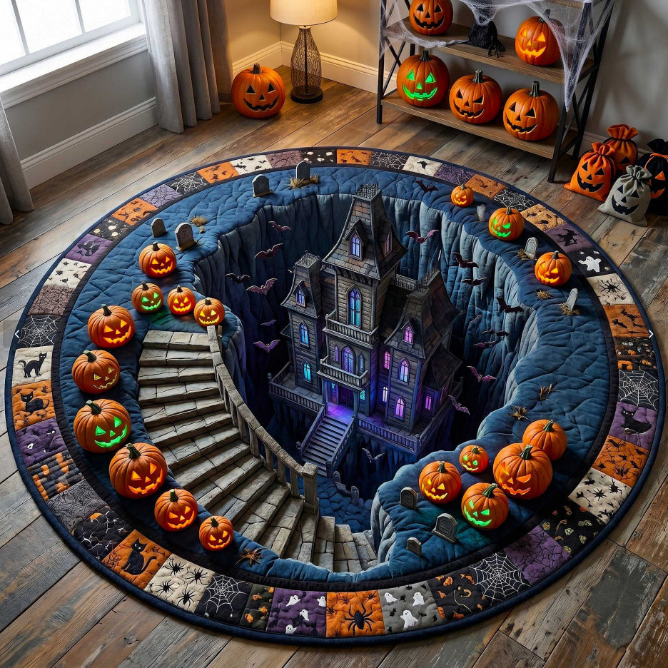 HauntedSpiral – 🔥🔥 3D Haunted Staircase Round Rug, Spooky Halloween Optical Illusion 👻