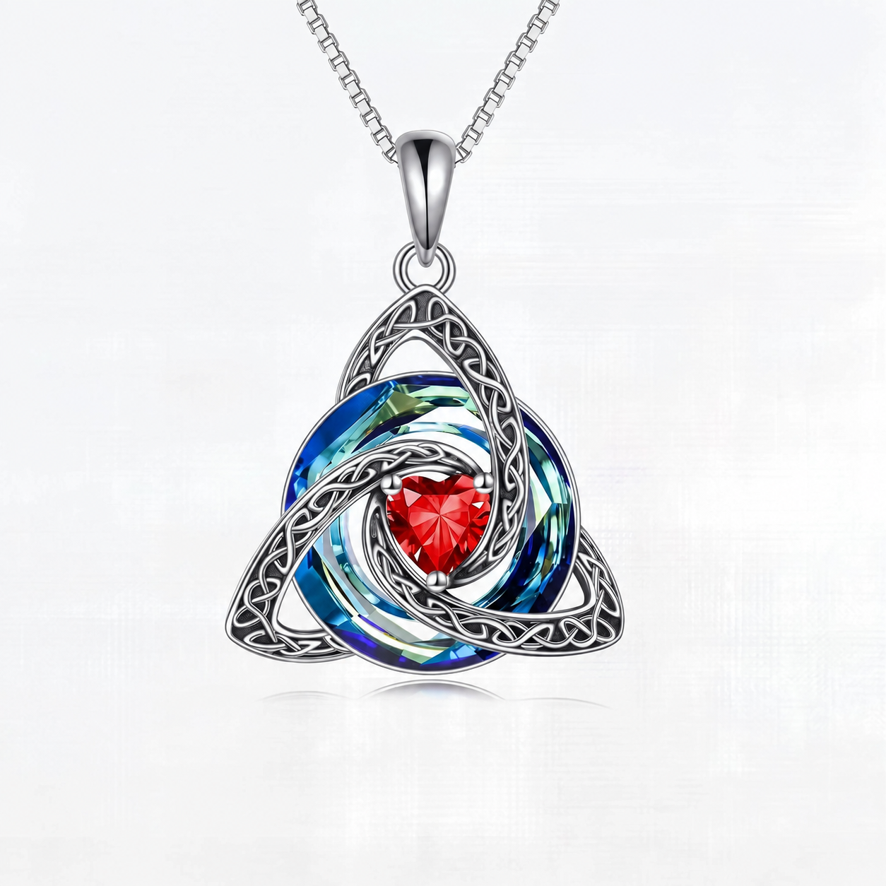 TrinityHeart – Celtic Birthstone Trinity Knot Necklace, a Symbol of Faith, Love & Forever