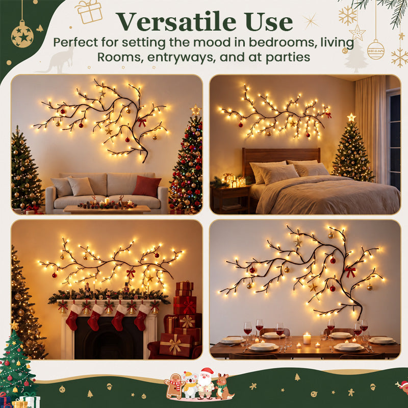 GlowBough – ✨ Flexible Warm White LED Branch Lights for Christmas Wall Decor