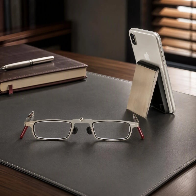 PocketSight – Foldable Blue-Light Reading Glasses with Magnetic Phone Case & Stand