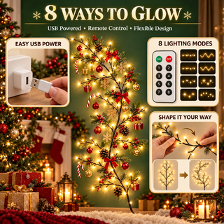 GlowBough – ✨ Flexible Warm White LED Branch Lights for Christmas Wall Decor