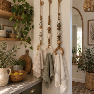 BeadNook – Boho Beaded Rope Towel Hanger for Bathroom & Kitchen