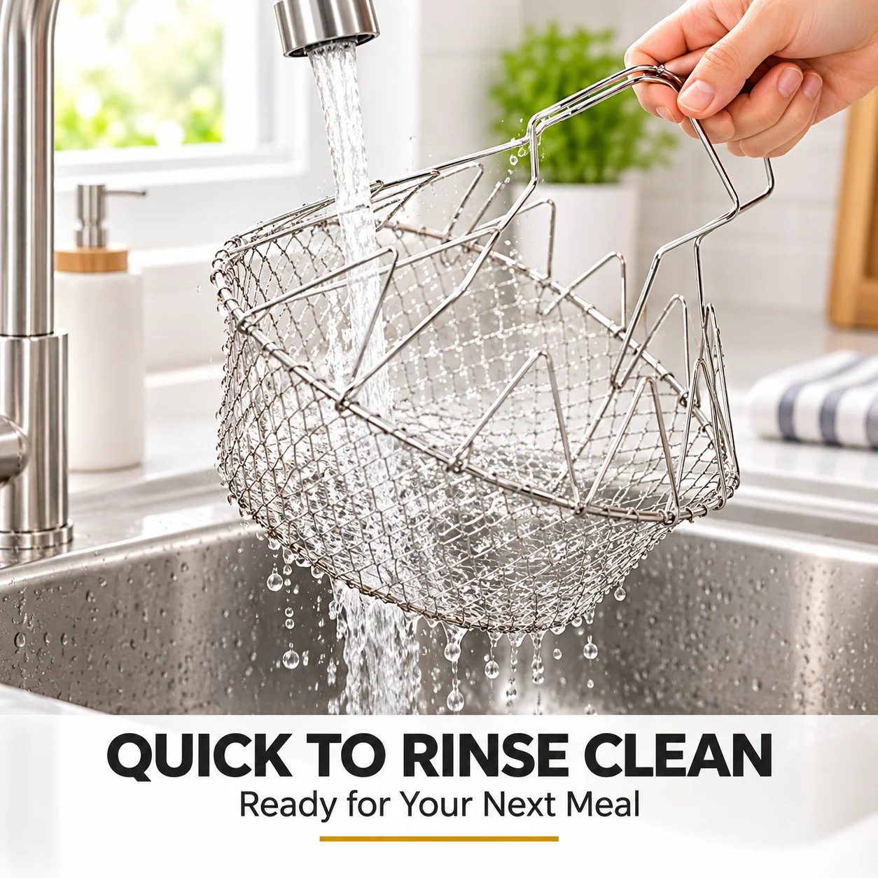 ChefFold – 🔥 Foldable Stainless Steel Frying Basket & Colander ✨