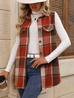 ☁️🍂 PlaidHaven – Women's Button-Down Plaid Vest