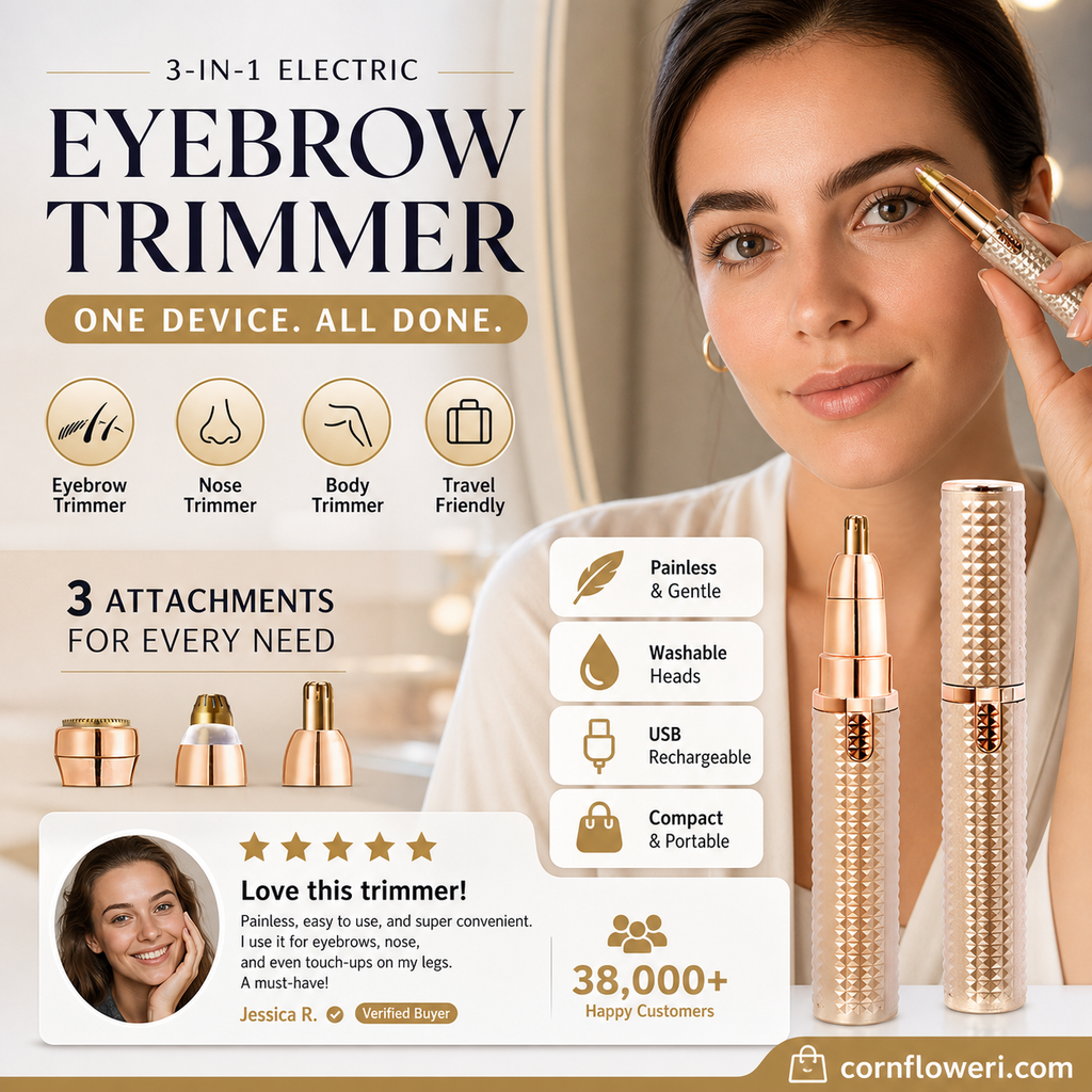 BrowGlide – ✂️🔥 Portable Electric Eyebrow Trimmer with Interchangeable Heads 🪒