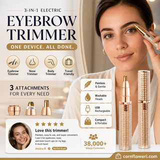 BrowGlide – ✂️🔥 Portable Electric Eyebrow Trimmer with Interchangeable Heads 🪒