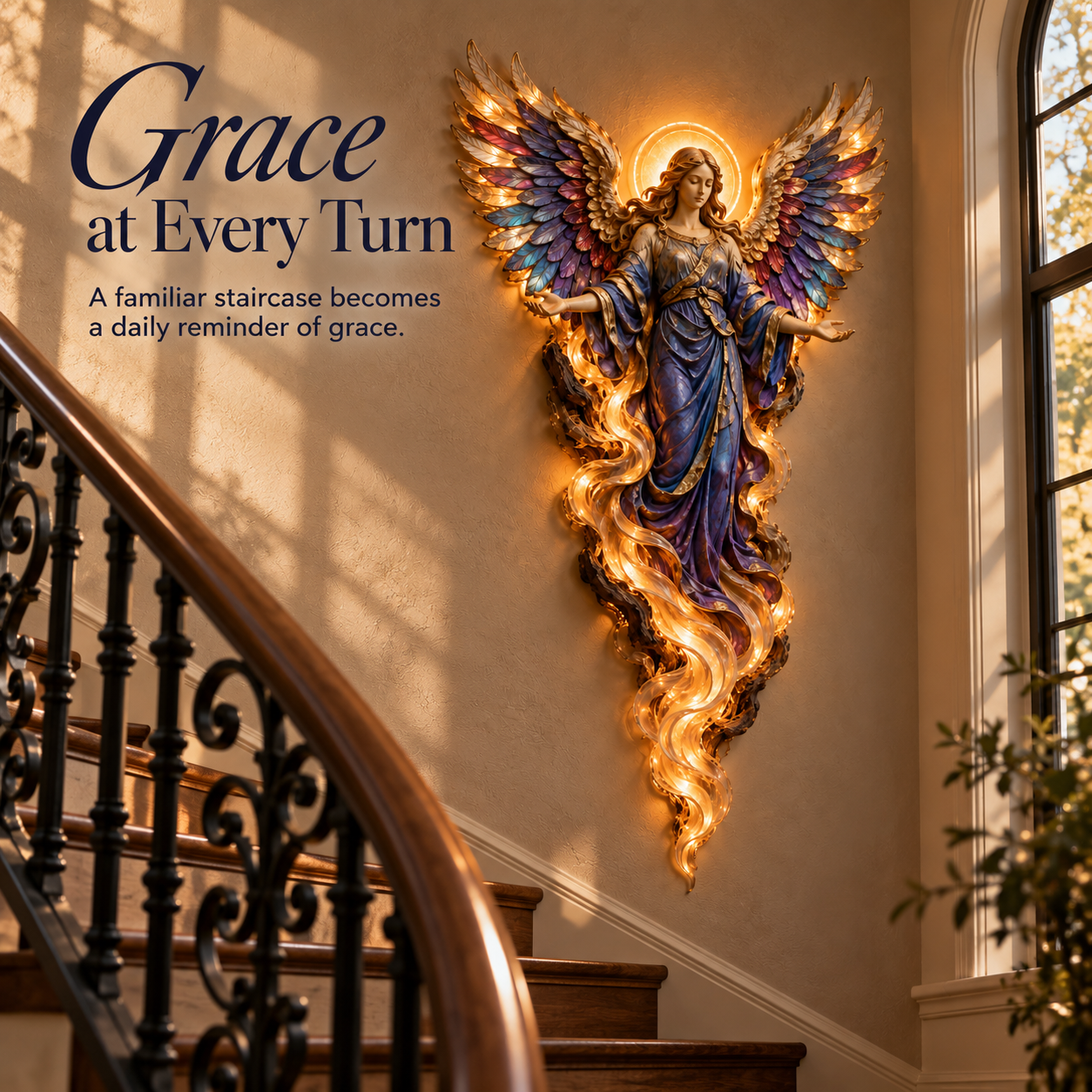 ✝️ HaloGrace – Lighted Angel Wall Sculpture ✨