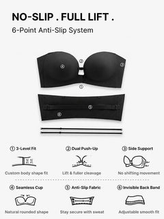 SecureLift – Women's Strapless Front-Closure Push-Up Bra