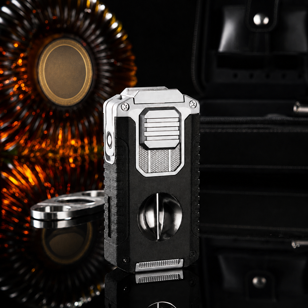 TriFlame – Vintage-Inspired Refillable Triple Torch Lighter with Built-In Tools