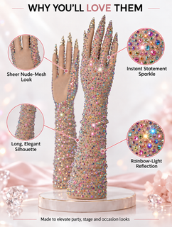 PrismGlow – Rhinestone Opera Gloves with Jeweled Claw Tips