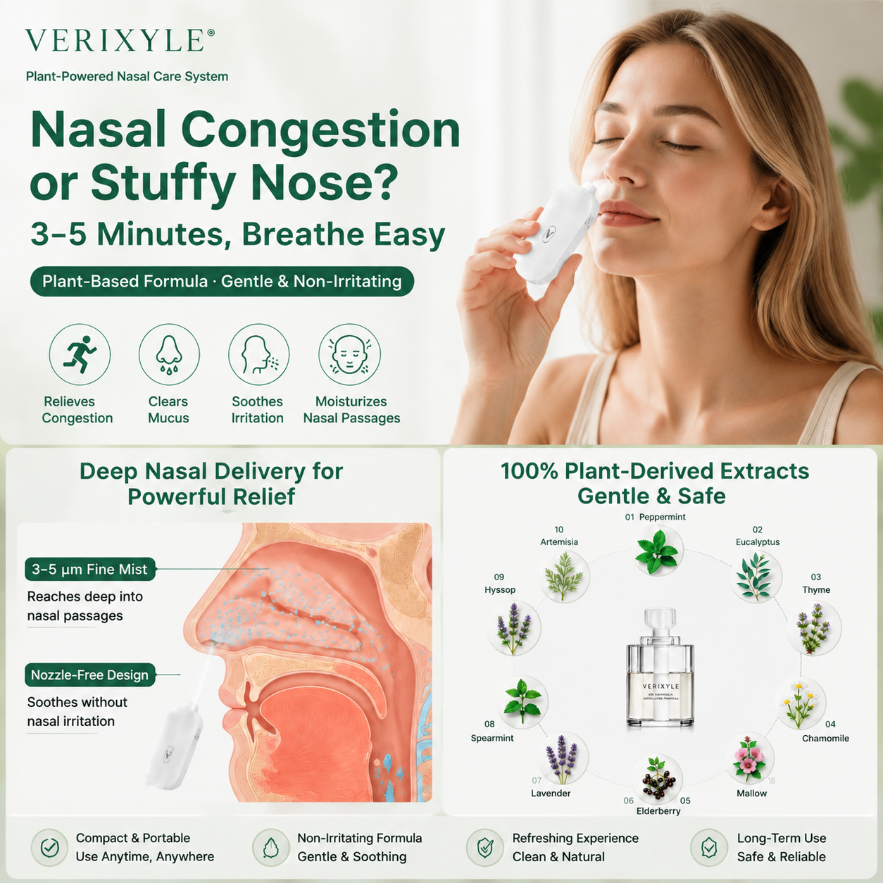 BreezeMist – Herbal Nasal Nebulizer Set for Allergy & Rhinitis Discomfort